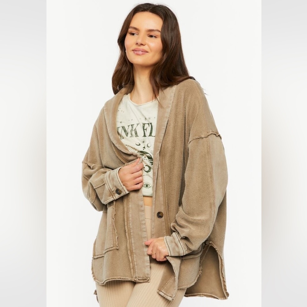 F21 French Terry Reverse High-Low Jacket